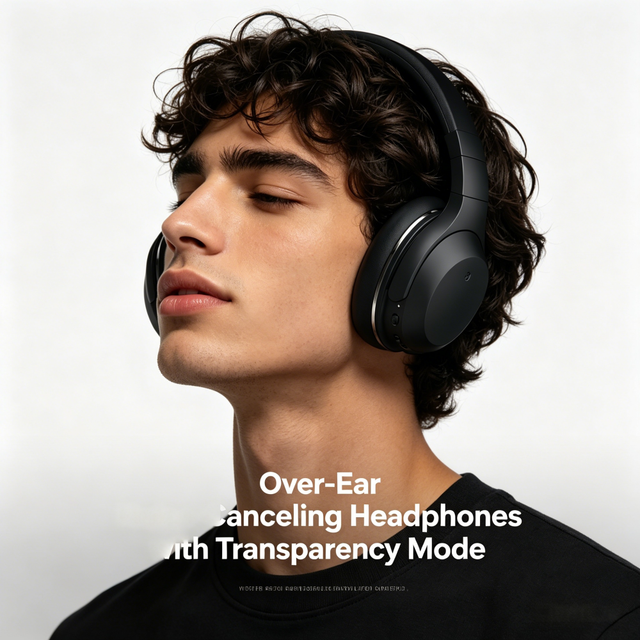 Immersive Sound Waterproof 5.3 20+ Hours Playtime Hybrid ANC Noise Cancelling Wireless Headphones with Transparency Mode