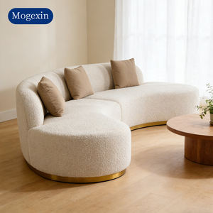 Ensemble de canapés sectionnels sans accoudoirs en tissu imitation laine d'agneau, style moderne, en forme de L, pour salon, villa, école, atelier - Product Image 3