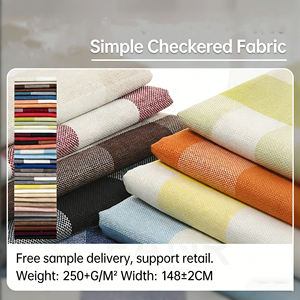 Minimalistische geruite verduisterende linnen/katoenen stof, medium gewicht, effen weving, 220 gsm, geschikt voor handtassen, kussens, autokleding & bankbekleding - Product Image 3