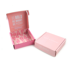 Custom Brand Logo Corrugated Shipping Box Pink Color Locking Mailer Packaging Box