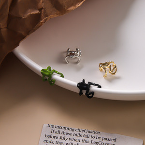 Boucles d'oreilles manchette grenouille en alliage de zinc, unisexe, forme animale, style fête - Product Image 4