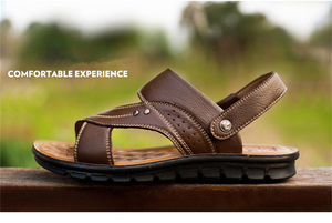 Hot Sale Summer <b>Men</b> Sandals Quality Genuine Leather <b>Shoes</b> Male Comfortable <b>Slip</b>-<b>on</b> Slippers Brown Man Sandal - Product Image 4