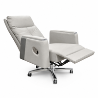 Chaise de bureau exécutive ergonomique de luxe avec repose-pieds 155 °   Chaise de bureau de direction inclinable en cuir pleine fleur brésilien à dossier haut