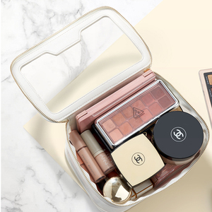 PU-Leder-Beutel harter klarer großer Kapazität professioneller XL reise-sichtbarer Make-up-Aufbewahrungsbeutel Kosmetik- zertifizierte Toilettenutensilien-Beutel - Product Image 4