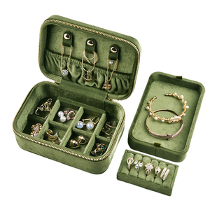 Customized Logo Luxury PU Leather Travel Zipper Ring Jewelry <b>Box</b> Portable <b>Earring</b> Bracelet Necklace Storage <b>Box</b> Jewelry <b>Box</b> - Product Image 1