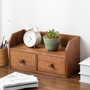 Caja de almacenamiento de cosméticos de madera tailandesa con cajones para organizar el maquillaje en el escritorio - Product Image 1