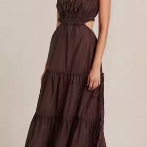 Nuevo Vestido de Playa de Verano de Alta Calidad, Sexy, con Tirantes Finos, Escote en V, Espalda Descubierta, de Lino y Algodón, Maxi Vestido Modesto - Product Image 4