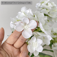 Bunga Hydrangea Sutra Putih Iridescent 3D Print Grosir dengan Batang dan Daun untuk Dekorasi Rumah