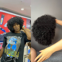 Perruque Remy en Cheveux Humains Africains, Entièrement Faite à la Machine, Courte, Bouclée, Afro Volumineuse, Coiffure Complète, Changez Rapidement de Coiffure pour Tous