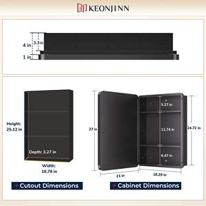 Botiquín de baño iluminado con LED con marco de metal moderno, gabinete de espejo montado en la pared, organización de baño - Product Image 2