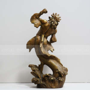 Gran escultura de bronce de Poseidón, majestuosa figura mitológica greco-romana decoración de escritorio - Product Image 4