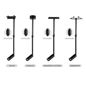 Modern 7W 10W LED Işık Raylı Sarkıt Teleskopik Ayaklı Siyah Spot Aydınlatma Restoran Aydınlatması için Alüminyum 48V Manyetik Raylı Lamba - Product Image 4