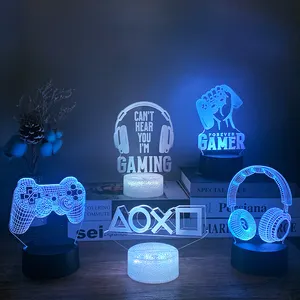 Lampada da notte 3D sala da gioco scrivania installazione illuminazione Decor sul tavolo icona Console di gioco Logo sensore di luce per regalo comodino per bambini