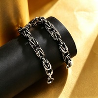 Bracelet chaîne byzantine noire en gros pour hommes, en acier inoxydable, maillons carrés, style hip-hop, vintage, bijoux de luxe tendance