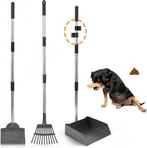 Produits de toilettage pour animaux de compagnie Râteau en acier inoxydable robuste <span class=keywords><strong>Dog</strong></span> <span class=keywords><strong>Pooper</strong></span> <span class=keywords><strong>Scooper</strong></span> Set pour chiens Facile à nettoyer - Product Image 1