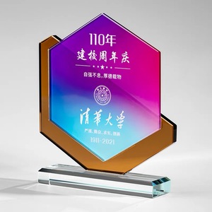 Tùy Chỉnh Khắc Màu Xanh Hổ Phách Màu Đỏ Cong Pha Lê Hình Lục Giác Pha Lê Trophy MH-NJ0697 - Product Image 6