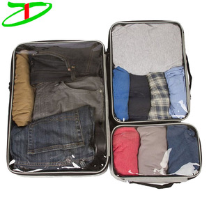 Cubes d'emballage en PVC transparent très résistants avec fermeture à glissière, légers, haute résistance, ensemble de 3 pièces pour organiser les bagages de voyage - Product Image 3
