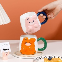 Mignon Café Lait 3D Lapin Tasse En Céramique Nouveau 450ml Peint À La Main En Relief Ours Tasse À Café pour Enfants