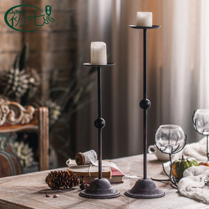 Vintage Iron Candlestick Black <b>Tall</b> Decorative Home Decoration for <b>Table</b> Entryway Wrought Metal Candle Holder - Product Image 3