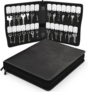 Organisateur de clés en cuir portable personnalisé, organisateur de clés de gestionnaire et de propriétaire, livre de porte-clés en cuir PU, étui à clés à fermeture éclair