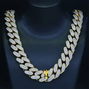 pvd plating color 20mm miami cuban necklace 10k 18k gold iced out cuban link chain