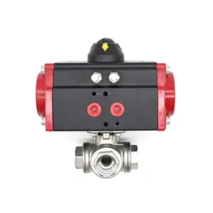 JTAIV T/L SS304 316 Control Adjust Quick Cut Stainless Steel NPT BSP Female Threaded Pneumatic Actuator 3 Way Ball Valve