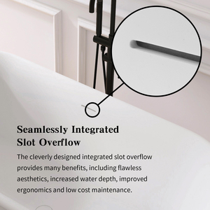 Baignoire autoportante moderne Maydon Design ovale élégant avec surface solide en pierre artificielle pour salle de bain - Product Image 6