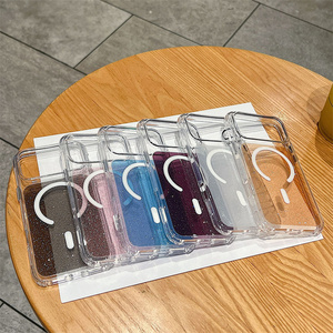 Coque de téléphone magnétique transparente de luxe avec paillettes pour iPhone 18 17 16 15 14 Pro Max, étui arrière brillant et coloré en PC et TPU - Product Image 5