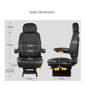 大型クッション高さ調整可能カードライバーシート機械固定ベースバン、トラック、エンジニアリング車両 - Product Image 4