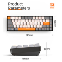 Clavier mécanique sans fil BT5.0/2.4GHz double mode ergonomique compact avec touches PBT 65% pour jeux