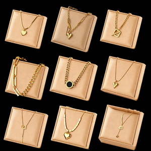 ファッション ヒップホップ チェーン ペンダント ネックレス ゴールドメッキ 幾何学 スクエア ラウンド ネックレス ステンレス製 ジュエリー - Product Image 1