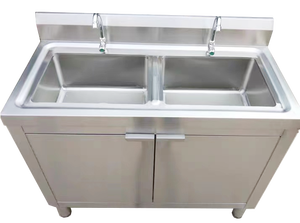Victory ซิงค์ล้างจานแบบสองชั้นทำจากสแตนเลสพร้อมตู้อุปกรณ์ VCT-06สำหรับโรงแรมและร้านอาหาร - Product Image 2
