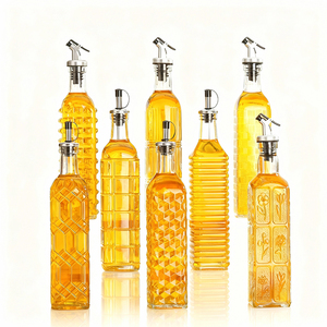 Vente flash : Bouteille distributrice d'huile d'olive de 500 ml, bouteille vide en verre pour huile de cuisson, bouteilles carrées pour vinaigre - Product Image 1