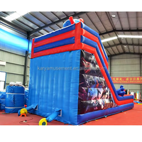 Château gonflable commercial durable, château sauteur super-héros, toboggan gonflable à double voie pour locations commerciales