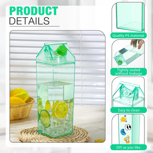 Botella de Agua Deportiva Reutilizable y Ecológica de Plástico Cuadrada de 34 oz, 500 ml, 17 oz, Multicolor, para Beber Directamente, Ideal para Exteriores - Product Image 3