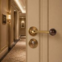 Serrure de porte à levier magnétique silencieuse en aluminium et hêtre, corps divisé, pour intérieur, chambre, salle de bain, maison, villa, vente en gros