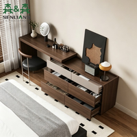 Commode à 3 tiroirs en noyer SLS, commode de rangement moderne en bois, armoire à coins arrondis pour chambre à coucher, salon, entrée