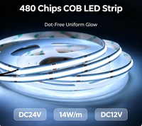Bande LED COB flexible sans points lumineux DC12V/DC24V 480 LED 14W/m 25mm 2OZ Double couche de cuivre PCB CRI élevé > 90 pour la décoration intérieure