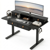 Bureau d'étude moderne et écologique à hauteur réglable avec 4 tiroirs, bureau debout robuste pour bureau, chambre ou petit espace