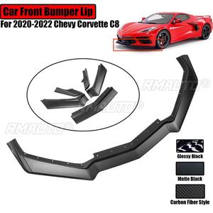 ลิ้นกันชนหน้ารถยนต์สำหรับ Chevy Corvette C8 ปี 2020-2022 ดิฟฟิวเซอร์ สปอยเลอร์ สปลิตเตอร์ ป้องกันรอยขีดข่วน ลายคาร์บอนไฟเบอร์ สีดำด้าน ปี 2021 - Product Image 1