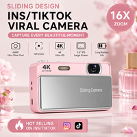 Cámara Digital 4K Directo de Fábrica, Diseño Deslizante, Mini Cámara para Vlogs, Panel Frontal Personalizable, Cámara de Bolsillo, OEM, ODM, Marca Privada