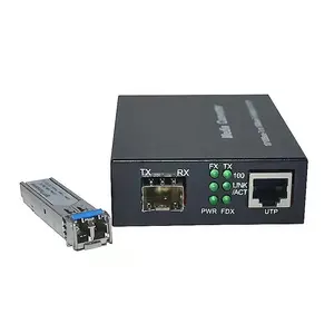 Fiber optik Transceiver 10/100M, konverter Media serat Mode tunggal, dengan satu port RJ45 dan satu Fiberh(SC)