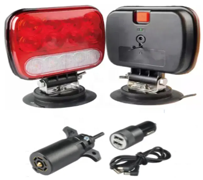 12-24V LED Wireless Magnetic Trailer Towing Direction Indicator/Brake Light Kit with suction cp