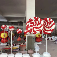 Arche en fibre de verre personnalisée de grande taille en forme de bonbon pour parc, statue de canne en sucre de taille réelle pour la décoration de Noël