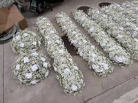 Guirlande de fleurs en soie personnalisable pour mariage, décoration de la maison, roses et gypsophile blancs, chemin de table pour mariage