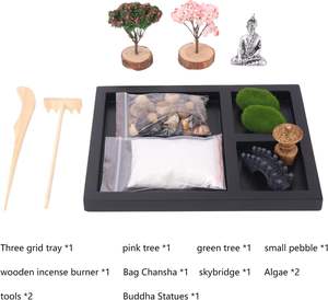 Mini Kit de <span class=keywords><strong>jardin</strong></span> <span class=keywords><strong>Zen</strong></span> avec brûleur d'encens en bois bouddhisme religieux décor de bureau résine <span class=keywords><strong>sable</strong></span> <span class=keywords><strong>jardin</strong></span> <span class=keywords><strong>pour</strong></span> bureau - Product Image 2