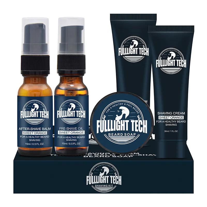 OEM Bart Produkte Kit Set Sandelholz Handgemachte natürliche weiche Haut Bart Pre Shave Öl Creme Gel nach Balsam Männer Bart Seife Bar