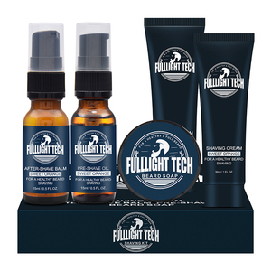 Kit de produits pour barbe OEM, ensemble de bois de santal fait à la main, adoucit la peau naturelle, barbe, pré-<span class=keywords><strong>rasage</strong></span>, huile, crème, Gel après-baume, hommes, barre de savon pour barbe - Product Image 1