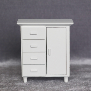 1:12 <span class=keywords><strong>maison</strong></span> de poupée mini modèle de meubles d'<span class=keywords><strong>ameublement</strong></span> micro scène tiroir en bois massif armoire latérale de couleur BRICOLAGE armoire blanche - Product Image 3