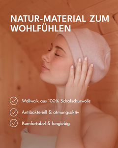 Chapeau de sauna en laine douce de qualité supérieure blanc pour femmes et hommes, logo personnalisé, écologique, pour les soins capillaires - Product Image 5